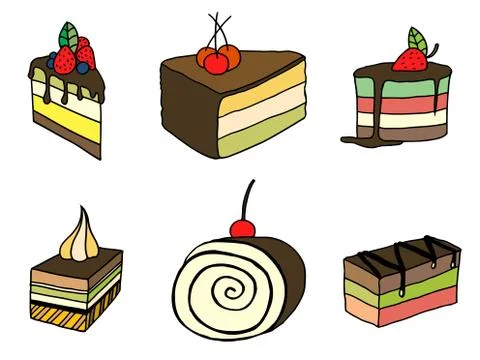 Set of sketch cake 스톡 일러스트