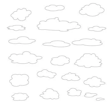 Set of sketch clouds. Realistic elements. Flat style vector illustration. 스톡 일러스트