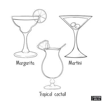 Set sketch hand drawn drinks イラスト素材