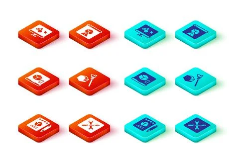 Set Sketch on paper, 3D printer setting, Isometric cube,  and software icon.. Ilustração Stock
