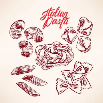 Set with sketch pasta Stock Illustration