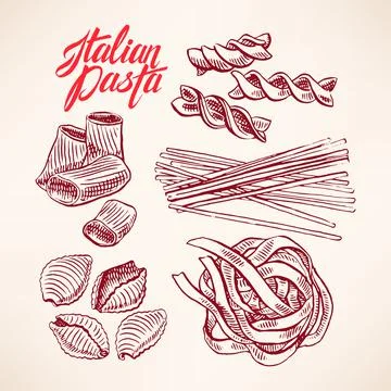 Set with sketch pasta Stock Illustration