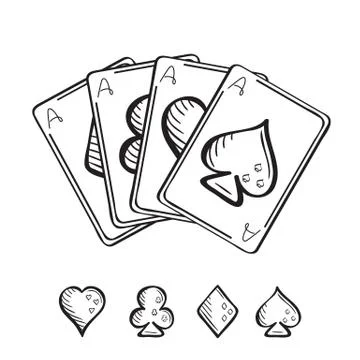Set of sketch playing cards Stock Illustration