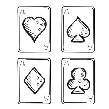 Set of sketch playing cards Stock Illustration