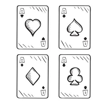Set of sketch playing cards Illustrazione stock