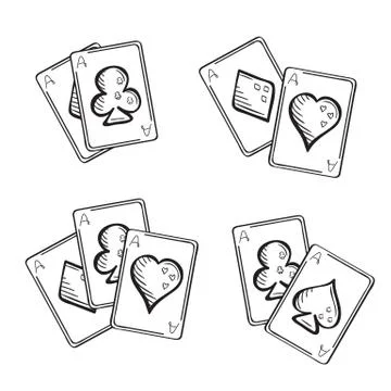 Set of sketch playing cards Stock Illustration
