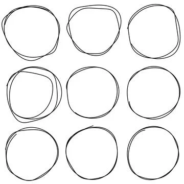 Set of sketches of the circle lines the ring for drawing manually. Art design Stock Illustration