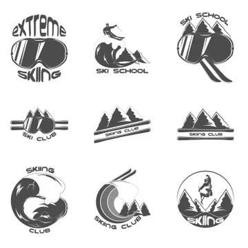 Set Ski logo design template elements イラスト素材