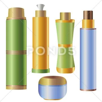 Set of skin care cosmetics over white Stock Illustration