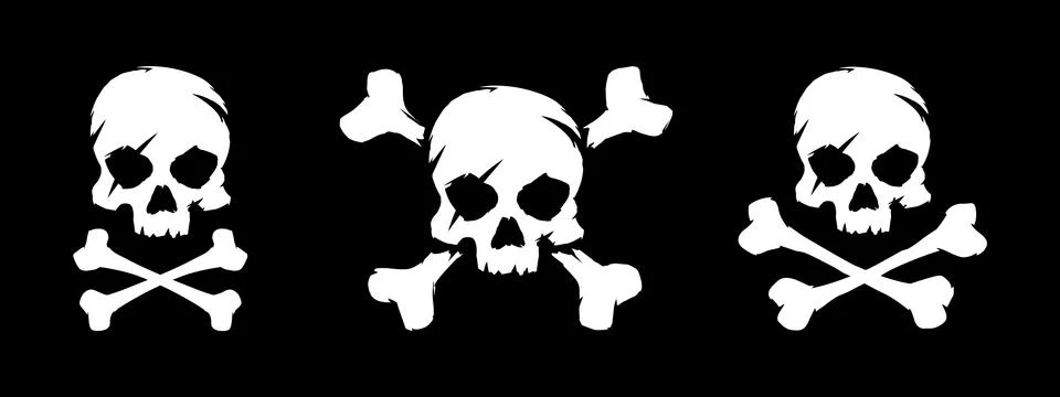 Set of skull and bones vector illustration Stock Illustration