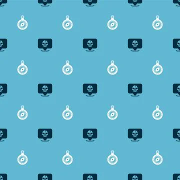 Set Skull and Compass on seamless pattern. Vector Ilustración de archivo