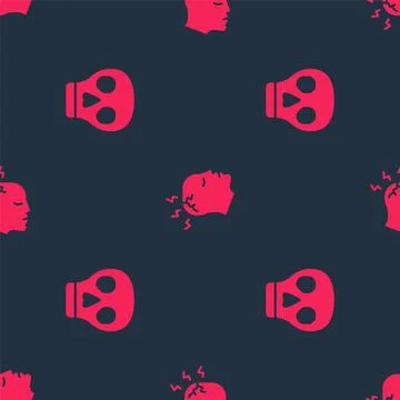 Set Skull and Man having headache on seamless pattern. Vector Stock Illustration