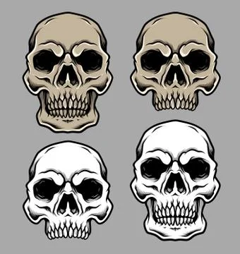 Set of Skull Head Illustration Vector Illustrazione stock