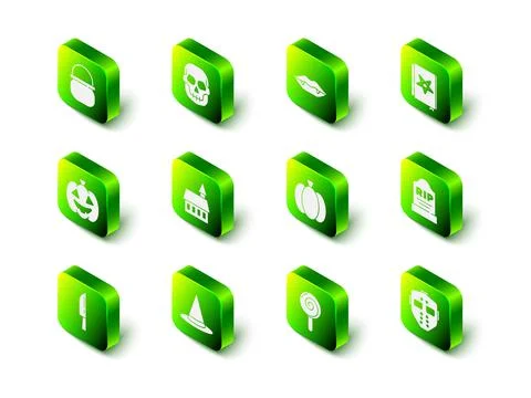 Set Skull, Vampire teeth, Ancient magic book, Tombstone with RIP written, Hockey Stock-Illustration