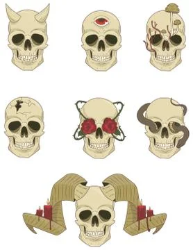 Set of skulls Stock Illustration