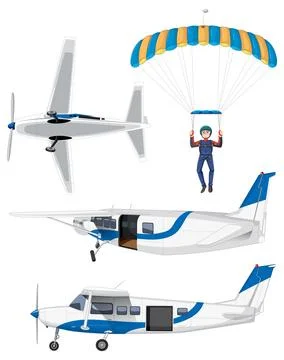 Set of skydiver and airplane イラスト素材