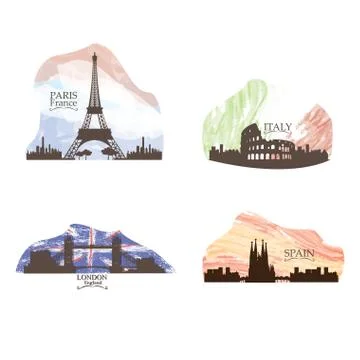 Set of skylines Ilustração Stock