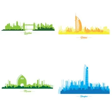 Set of skylines Ilustración de archivo