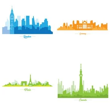 Set of skylines Stock Illustration