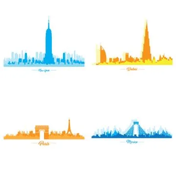 Set of skylines Stock Illustration