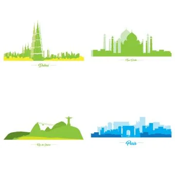 Set of skylines Ilustración de archivo