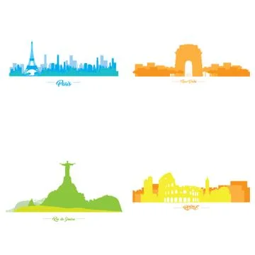 Set of skylines イラスト素材