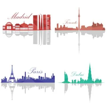 Set of Skylines 스톡 일러스트