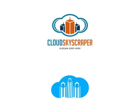 Set of Skyscraper with Cloud Logo Vector Icon Illustration Design Stock Illustration