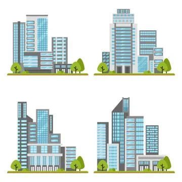 Set of skyscrapers in vector. Stock Illustration