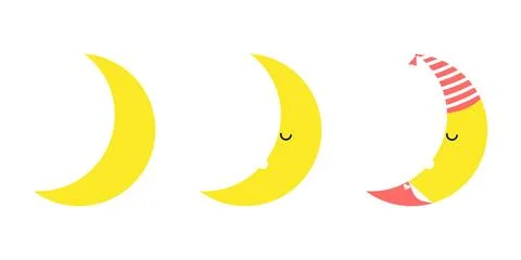 Set of sleeping moon icons on white background. Stock Illustration