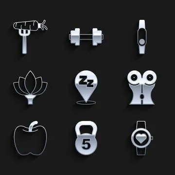 Set Sleepy, Weight, Smart watch, Women waist, Apple, Lotus flower, Smartwatch イラスト素材