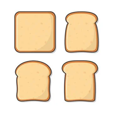 Set Of Slices Toast Bread Vector Icon Illustration. Bakery Pastry Product 库存插图