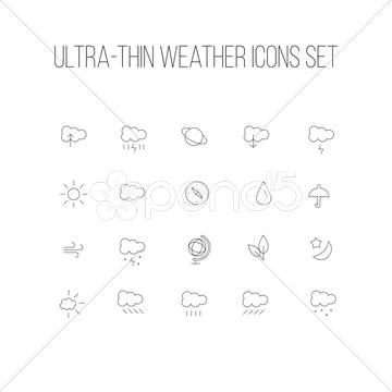 Set slim cloud icon 스톡 일러스트