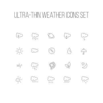 Set slim cloud icon Stock Illustration