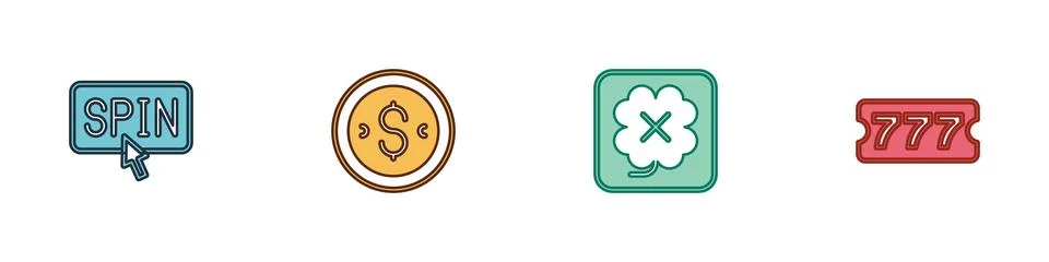 Set Slot machine spin button, Coin money with dollar, Casino slot and Lotte.. Illustrazione stock