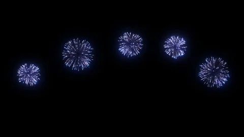 A set of slow motion blue fireworks, isolated on black background Stock Footage 73856321