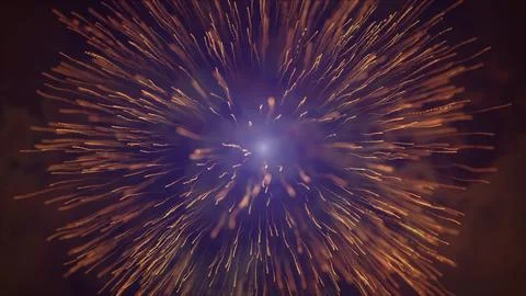 A set of slow motion fireworks on black background. Motion. Colorful fireworks Illustrazione stock