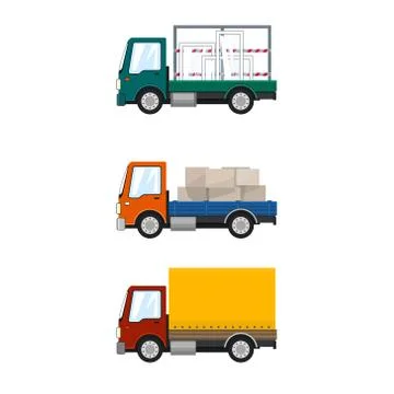 Set of Small Cargo Trucks 스톡 일러스트