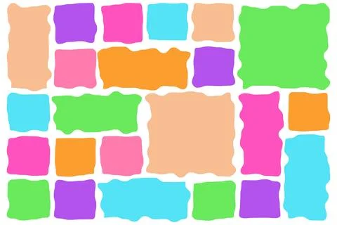 Set of small colorful rough edge rectangles in playful mosaic layout, vibra.. イラスト素材