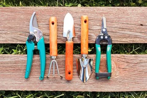Set of small gardening tools Stock Photos