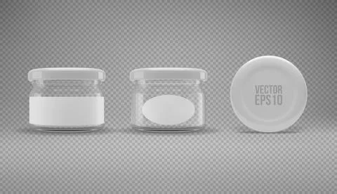 Set of small glass jam jar with a lid. Stock Illustration
