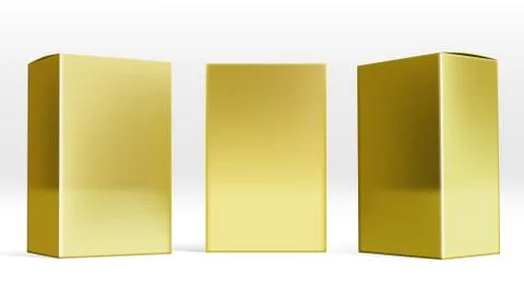 Set Of Small Gold Cardboard Boxes With Shadows Ilustração Stock