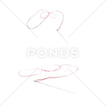 Set of Small needle with thread isolated over the white background Stock Photos