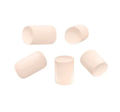 Set of small pastel marshmallows for coffee Stock Illustration