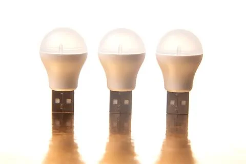 Set of small usb led lamps. electricity in modern devices Stock Photos