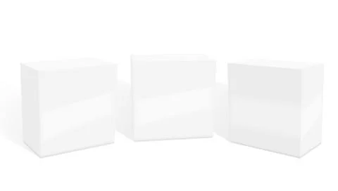 Set Of Small White Cardboard Boxes With Shadows Stock Illustration