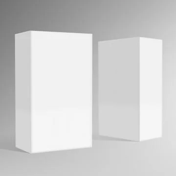 Set Of Small White Cardboard Boxes With Shadows Stock Illustration