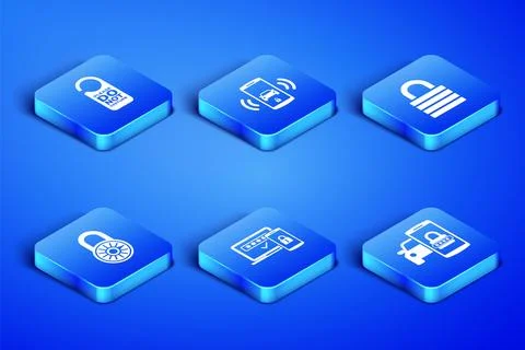 Set Smart car security system, Please do not disturb, Two steps authenticat.. Stock Illustration