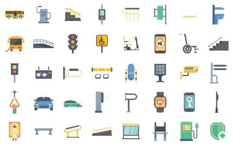 Set of smart city elements showing modern urban life and technologies for イラスト素材