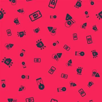 Set Smart coffee machine, Digital door lock, home and Ringing alarm bell on Stock Illustration